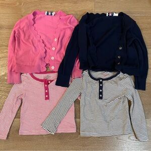 Vineyard Vines 4T Girls Striped shirts and Cardigan Set - Pink, Navy, and Cream